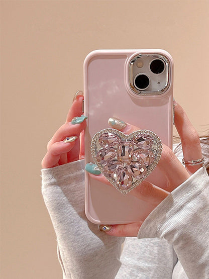 Luxury Rhinestone iPhone Case with Phone Stand, Sparkling Cover for iPhone 16/15/14 Pro Max, Minimalist Design