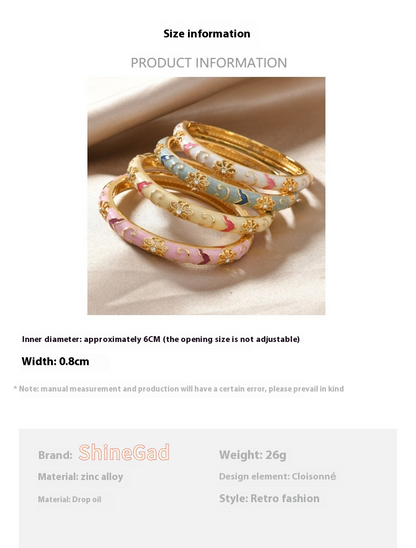 Palace-Style Cloisonné Enamel Open Bracelet - Elegant Cloud & Floral Motif, A Symbol of Eastern Grace for Women