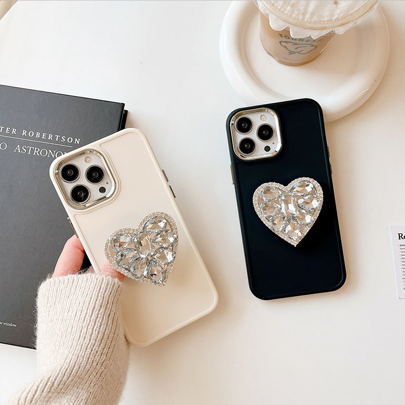 Luxury Rhinestone iPhone Case with Phone Stand, Sparkling Cover for iPhone 16/15/14 Pro Max, Minimalist Design