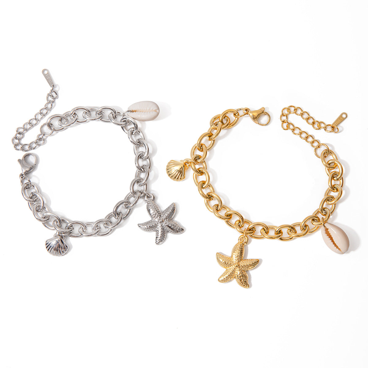 18k Gold Stainless Steel Starfish Shell Conch Bracelet