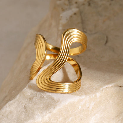 Stainless steel gold exaggerated ring high-end ins ring cross-border jewelry titanium steel rings