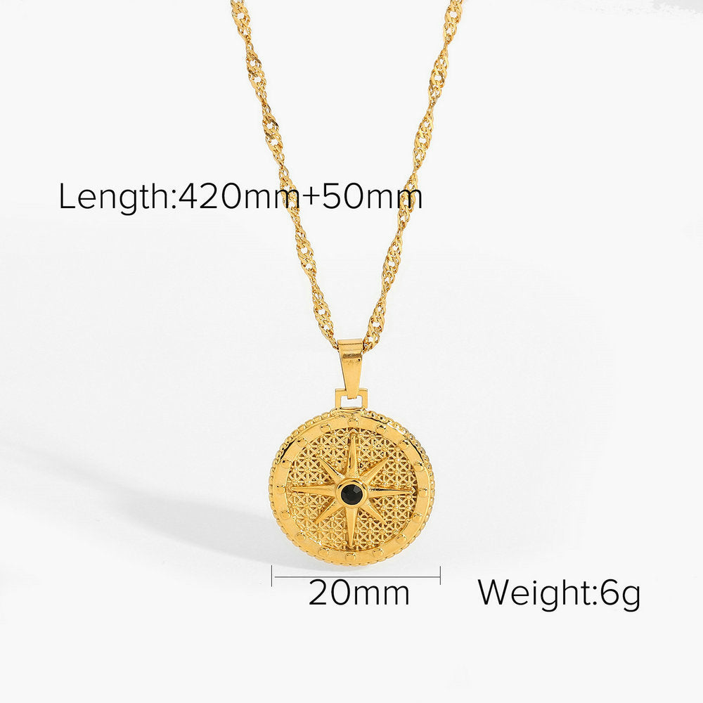 French  Retro Titanium Steel Heart Necklace Stainless Steel Zircon Heart Pendant Necklace for Women