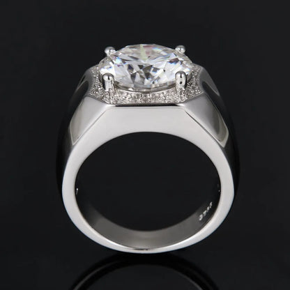5 Carat Dark Green Moissanite Men's Ring - Brilliant Cut, GRA Certified & Diamond Tested