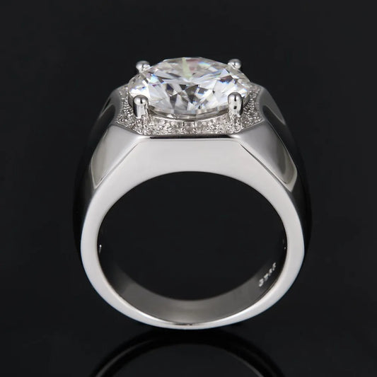 5 Carat Dark Green Moissanite Men's Ring - Brilliant Cut, GRA Certified & Diamond Tested