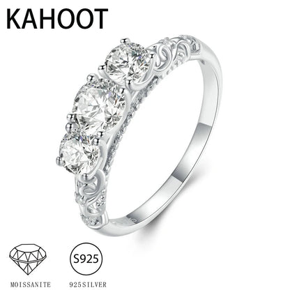 S925 Silver 1.1ct Moissanite Ring French Classical Pattern Luxury Minimalist Style Wedding Gift for Wife Mother's Day