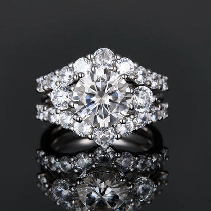 3CT Marquise Moissanite Couple Ring Set - 925 Sterling Silver Matching Bands for Women & Men