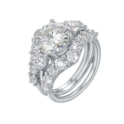 3CT Marquise Moissanite Couple Ring Set - 925 Sterling Silver Matching Bands for Women & Men