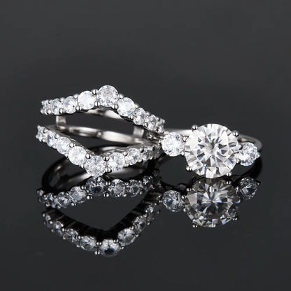 3CT Marquise Moissanite Couple Ring Set - 925 Sterling Silver Matching Bands for Women & Men