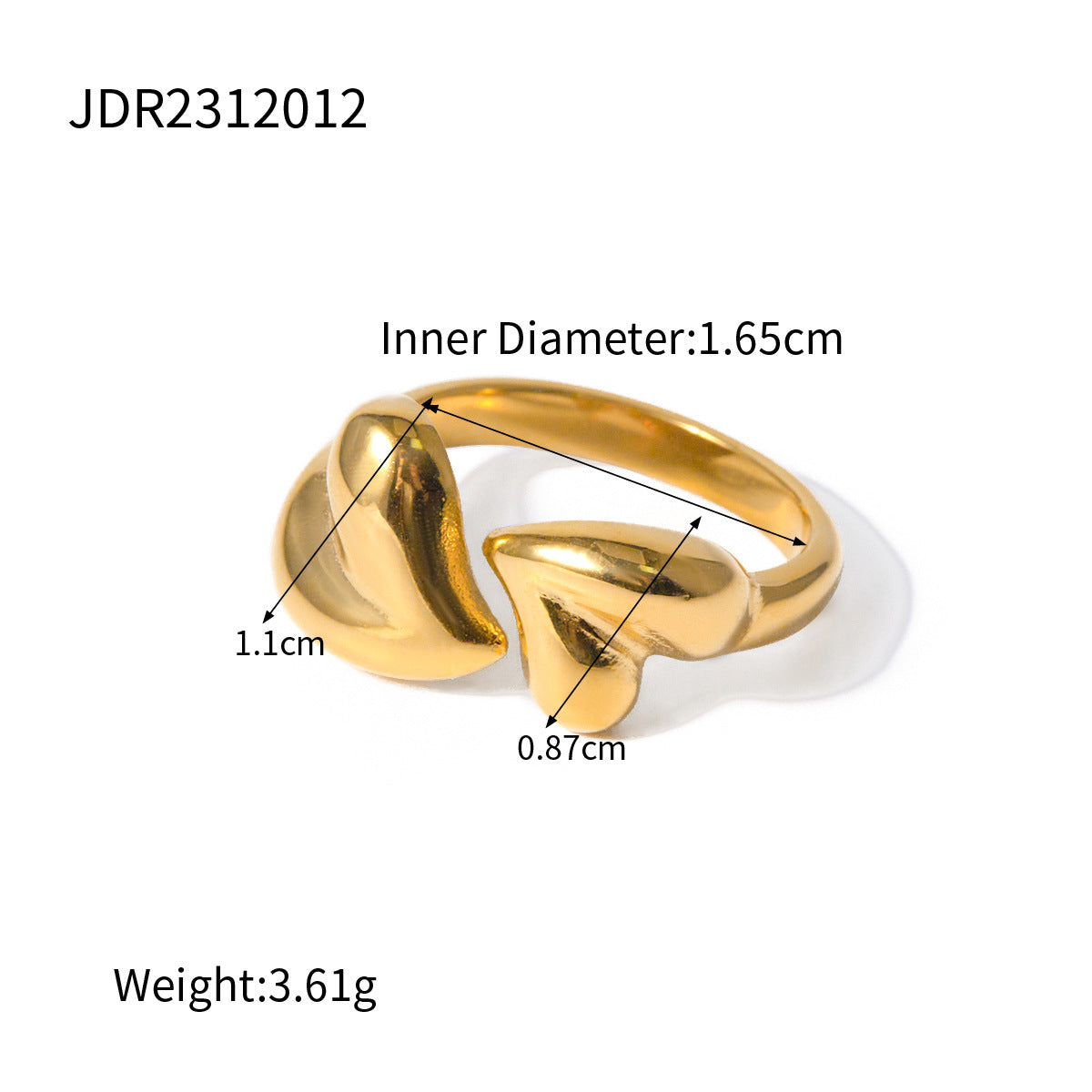 18K gold stainless steel exaggerated ring high-end INS light luxury titanium steel rings