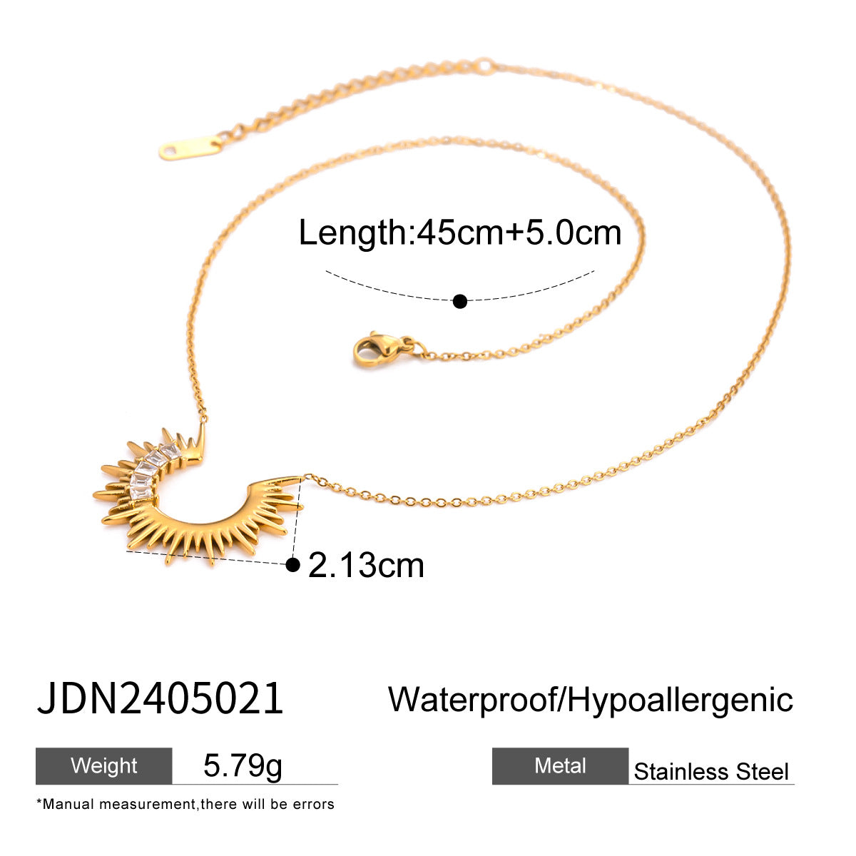 Rhinestone titanium steel necklace does not fade light luxury clavicle chain stainless steel jewelry high-end