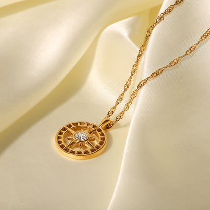 French  Retro Titanium Steel Heart Necklace Stainless Steel Zircon Heart Pendant Necklace for Women
