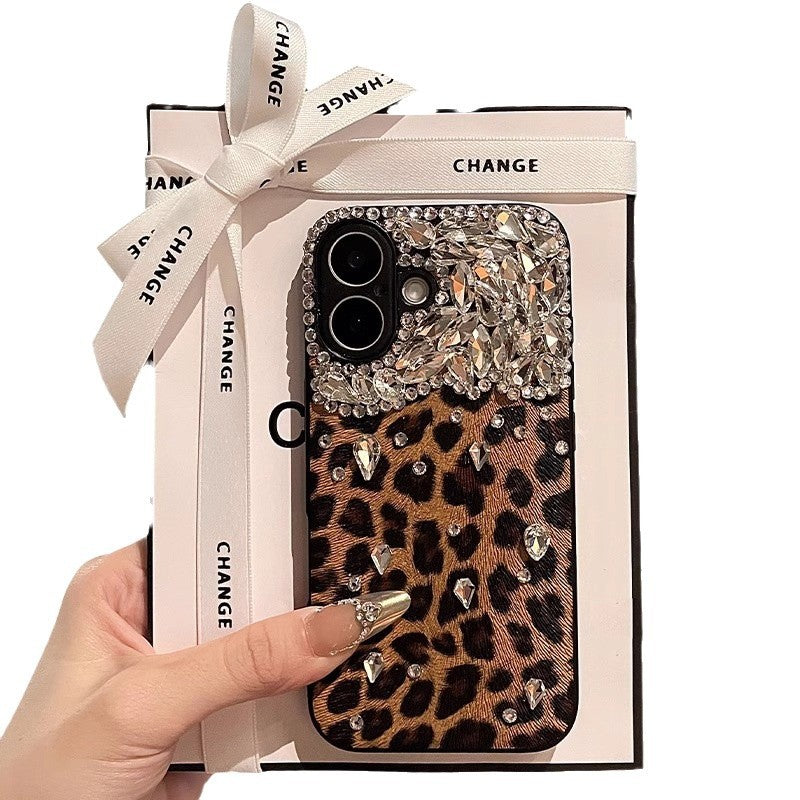 Bling Leopard Print iPhone Case - Full Protection Sparkle Cover for Women's 16ProMax/15/14