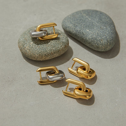 Color Block Earrings Stainless Steel Earrings Light Luxury High-end Earrings Titanium Steel