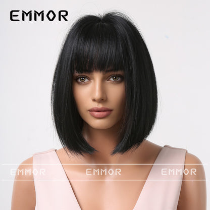 Gradient Gray Bob Shoulder-Length Wig Short Hair Full Wig