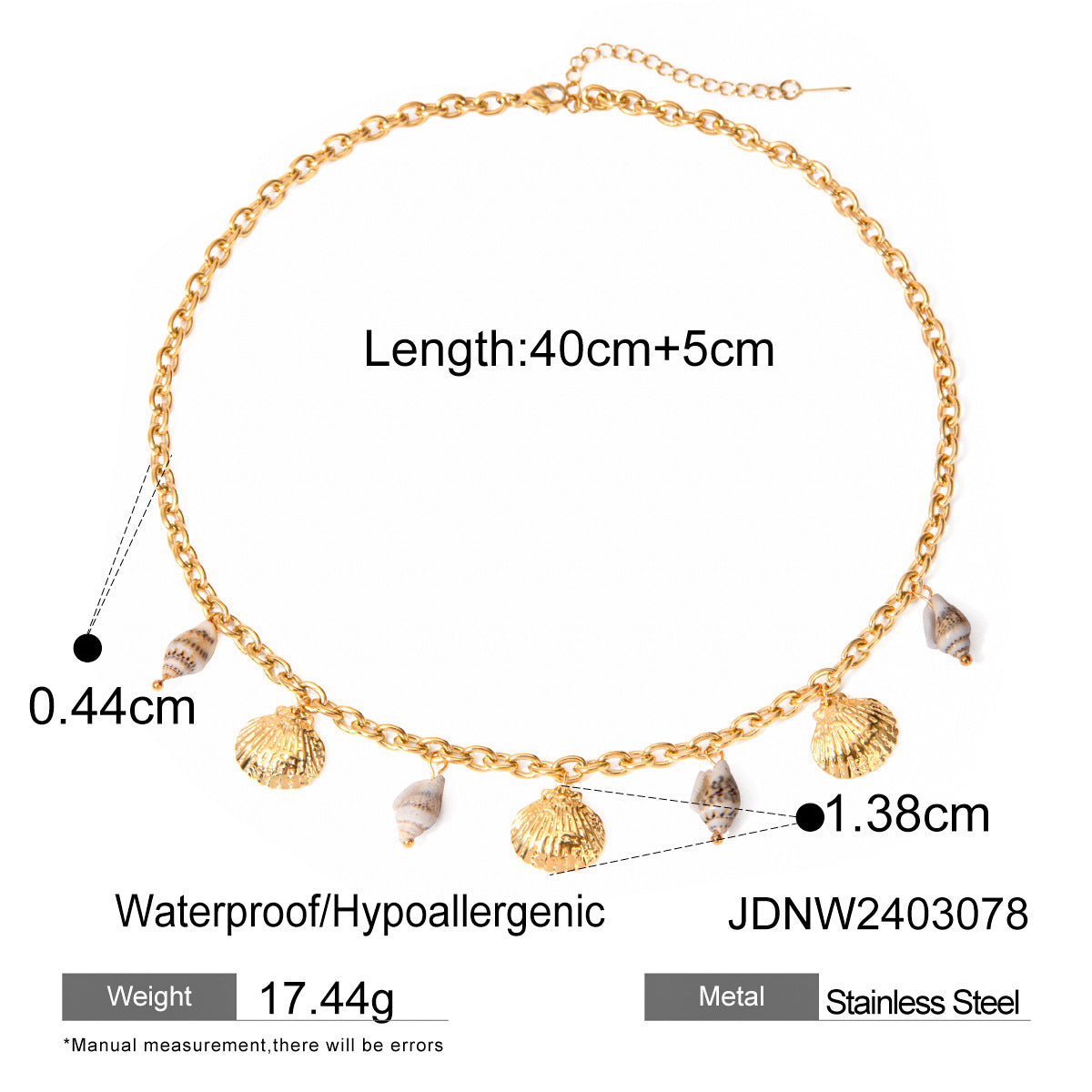 18k Gold Stainless Steel Starfish Shell Conch Bracelet