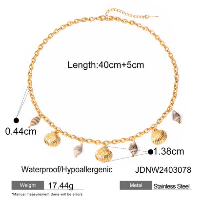 18k Gold Stainless Steel Starfish Shell Conch Bracelet