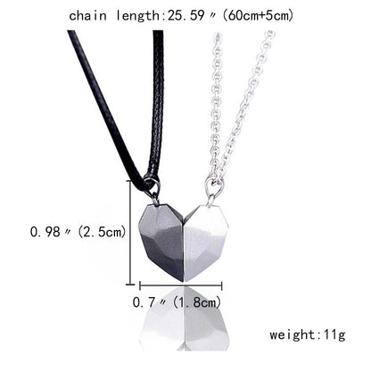 Magnetic Couple Heart Necklace - Unique Matching Faceted Pendant for Him & Her