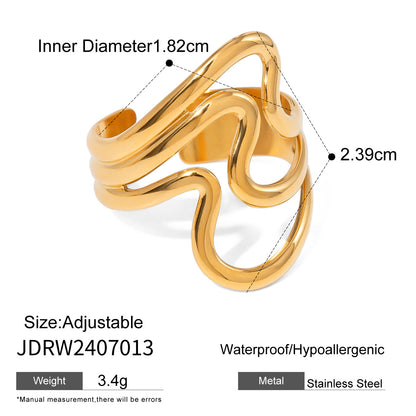 Stainless steel gold exaggerated ring high-end ins ring cross-border jewelry titanium steel rings