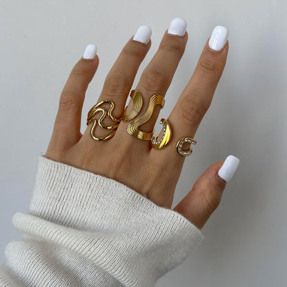 Stainless steel gold exaggerated ring high-end ins ring cross-border jewelry titanium steel rings