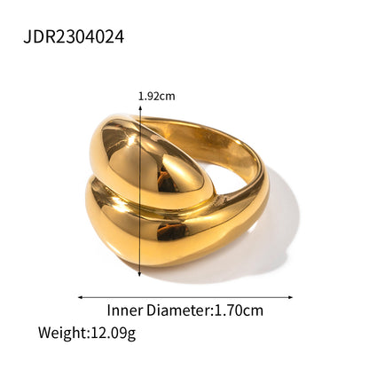 18K gold stainless steel exaggerated ring high-end INS light luxury titanium steel rings