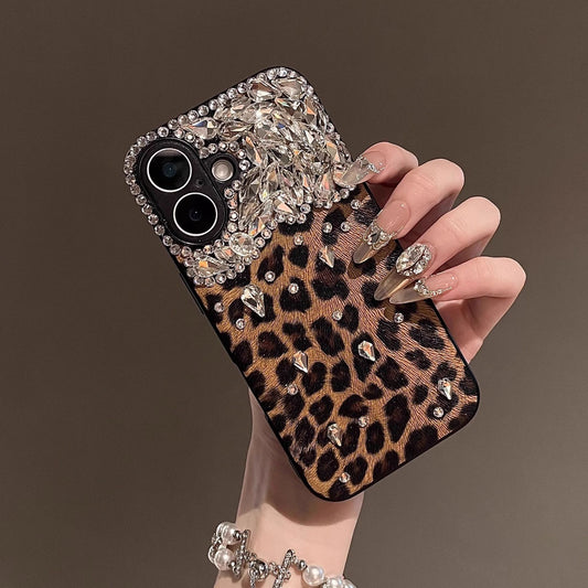 Bling Leopard Print iPhone Case - Full Protection Sparkle Cover for Women's 16ProMax/15/14
