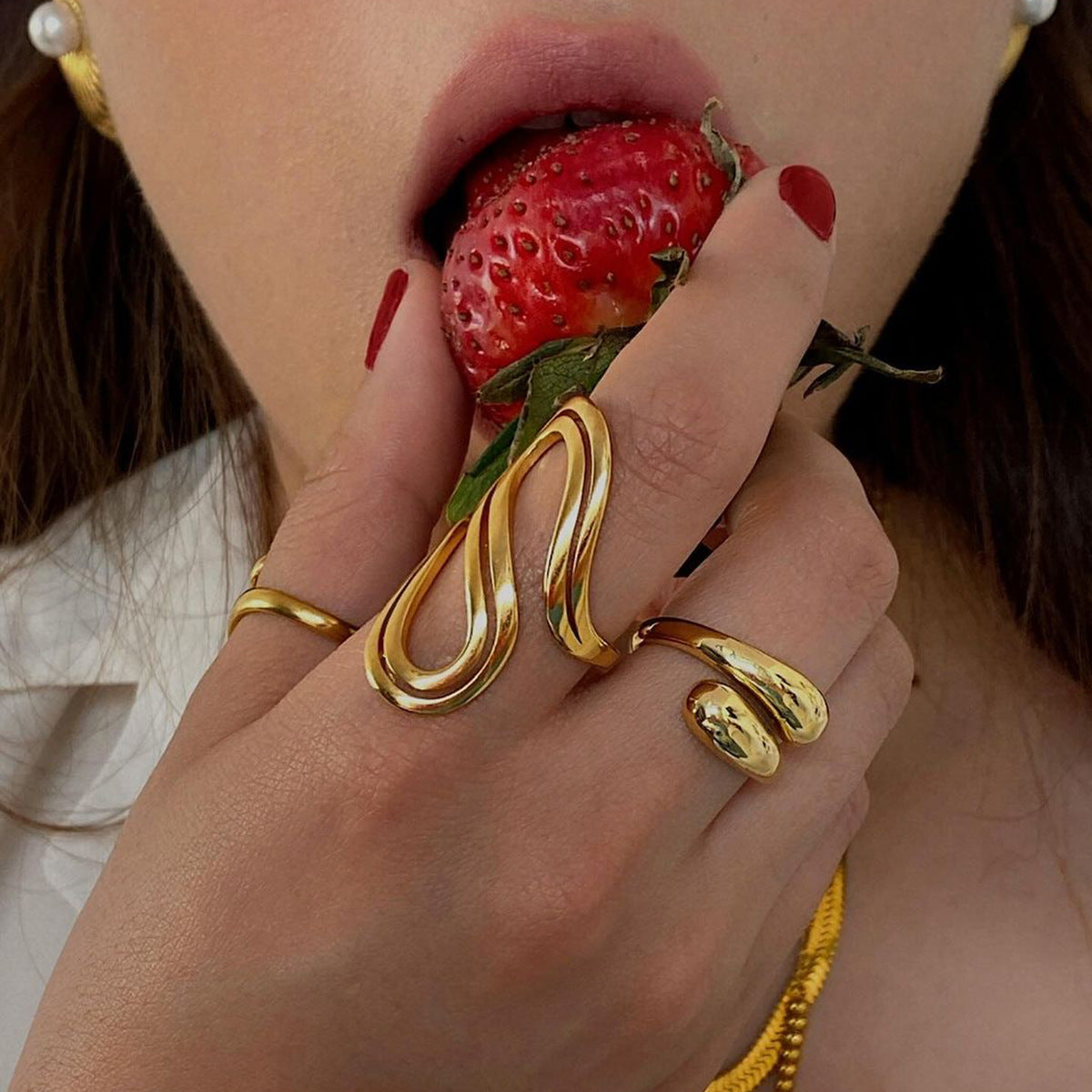 Stainless steel gold exaggerated ring high-end ins ring cross-border jewelry titanium steel rings