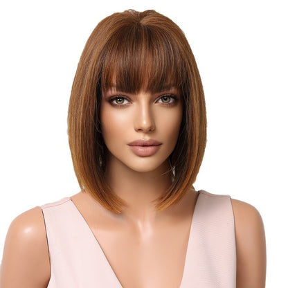 Gradient Gray Bob Shoulder-Length Wig Short Hair Full Wig
