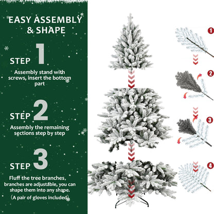 Luxury Snow White Xmas Tree with Encrypted PE/PVC Tips - Full & Realistic for Holiday Decor