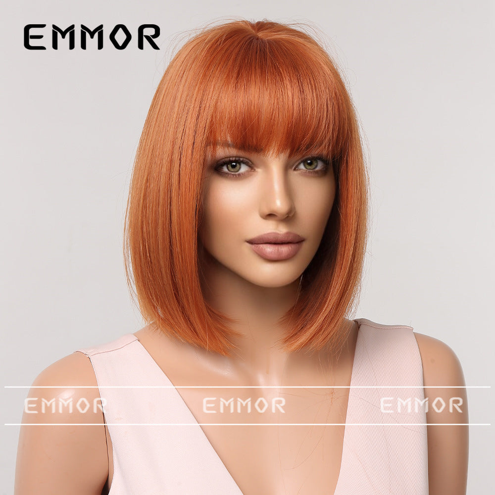 Gradient Gray Bob Shoulder-Length Wig Short Hair Full Wig