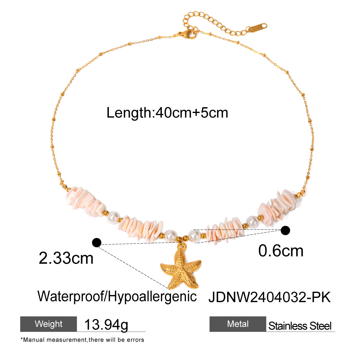 18k Gold Stainless Steel Starfish Shell Conch Bracelet