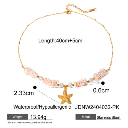18k Gold Stainless Steel Starfish Shell Conch Bracelet