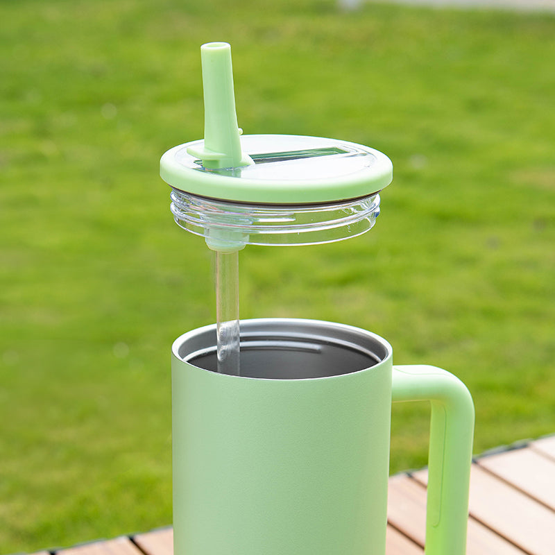 40oz Large Capacity Tumbler with Handle - Vacuum Insulated Stainless Steel Travel Mug, Keeps Drinks Ice Cold 24H+ for Gym, Work & Road Trips