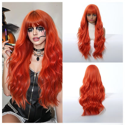 Full Wig for Women Christmas Halloween Costume with Bangs and Big Waves Cosplay Wig