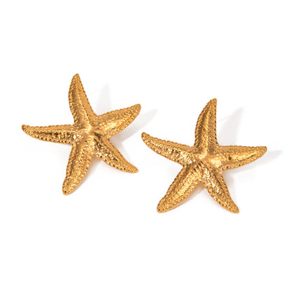 Stainless Steel Earrings for Women High-End Feel 18k Gold Non-Fading Starfish Shell Ins Earrings