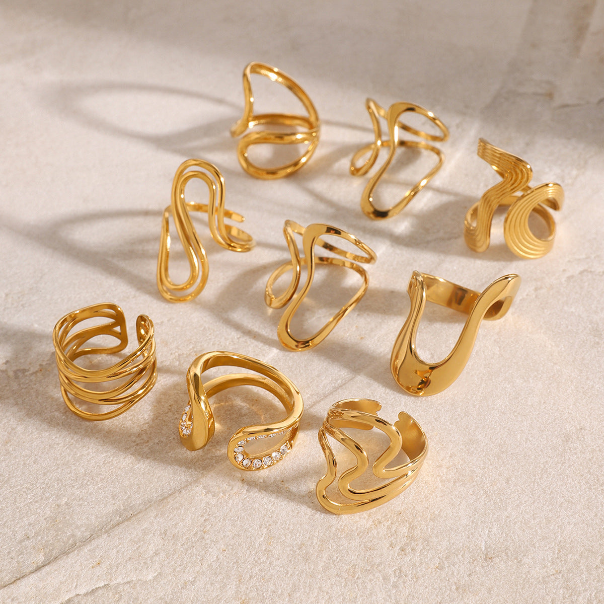 Stainless steel gold exaggerated ring high-end ins ring cross-border jewelry titanium steel rings
