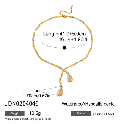 Stainless steel water drop glass pendant necklace light luxury high-end clavicle chain does not fade titanium steel necklace