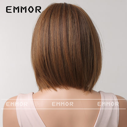 Gradient Gray Bob Shoulder-Length Wig Short Hair Full Wig