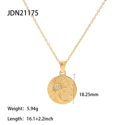 French  Retro Titanium Steel Heart Necklace Stainless Steel Zircon Heart Pendant Necklace for Women