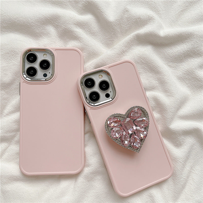 Luxury Rhinestone iPhone Case with Phone Stand, Sparkling Cover for iPhone 16/15/14 Pro Max, Minimalist Design