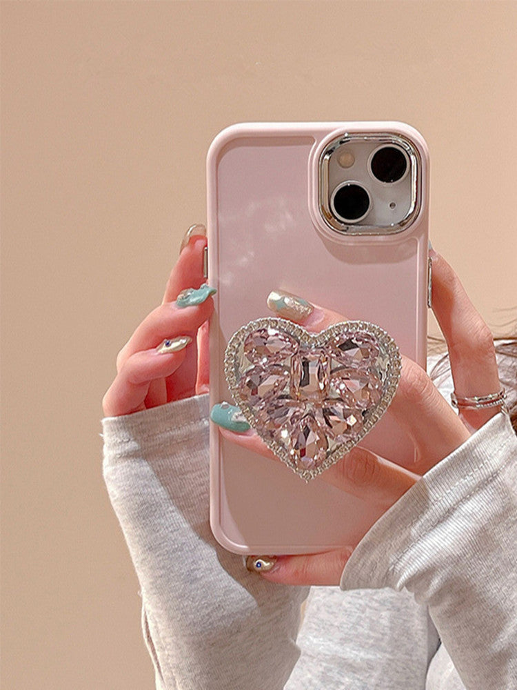 Luxury Rhinestone iPhone Case with Phone Stand, Sparkling Cover for iPhone 16/15/14 Pro Max, Minimalist Design