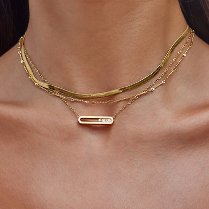 Rhinestone titanium steel necklace does not fade light luxury clavicle chain stainless steel jewelry high-end