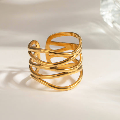 Stainless steel gold exaggerated ring high-end ins ring cross-border jewelry titanium steel rings