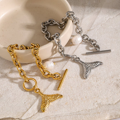 18k Gold Stainless Steel Starfish Shell Conch Bracelet