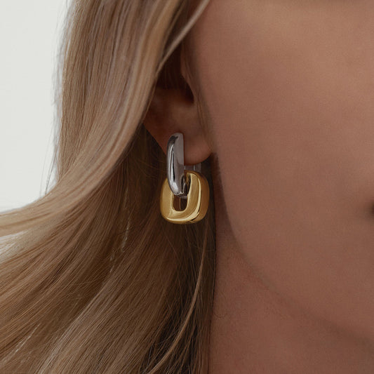 Color Block Earrings Stainless Steel Earrings Light Luxury High-end Earrings Titanium Steel