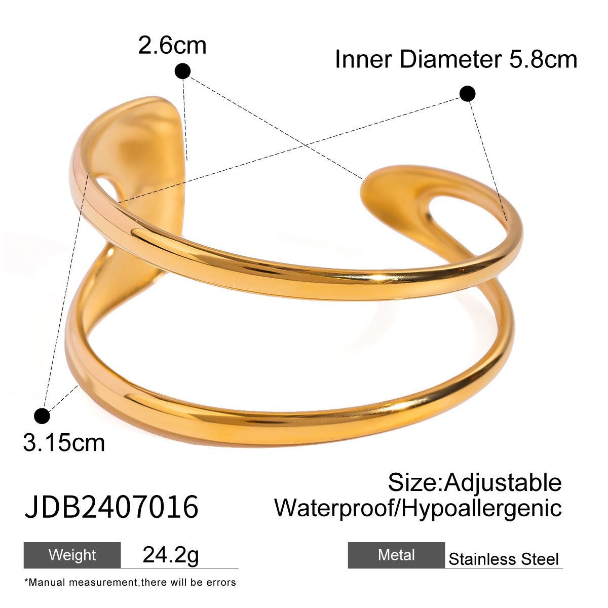 Stainless Steel Exaggerated Gold Bracelet High-end Open Bracelet Titanium Steel Jewelry Bracelet