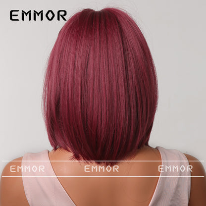 Gradient Gray Bob Shoulder-Length Wig Short Hair Full Wig