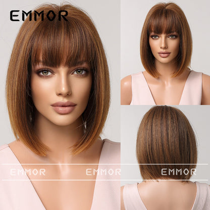 Gradient Gray Bob Shoulder-Length Wig Short Hair Full Wig