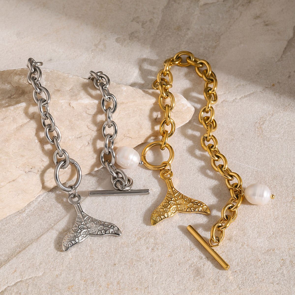 18k Gold Stainless Steel Starfish Shell Conch Bracelet