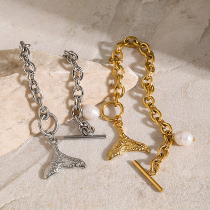 18k Gold Stainless Steel Starfish Shell Conch Bracelet