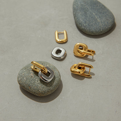 Color Block Earrings Stainless Steel Earrings Light Luxury High-end Earrings Titanium Steel